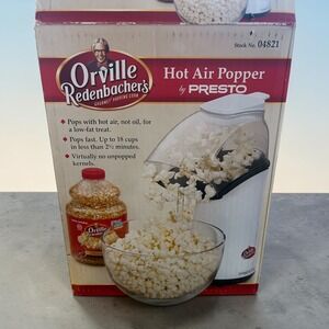 Orville Redenbachers Hot Air Popper by Presto White Popcorn Maker 04821 NEW